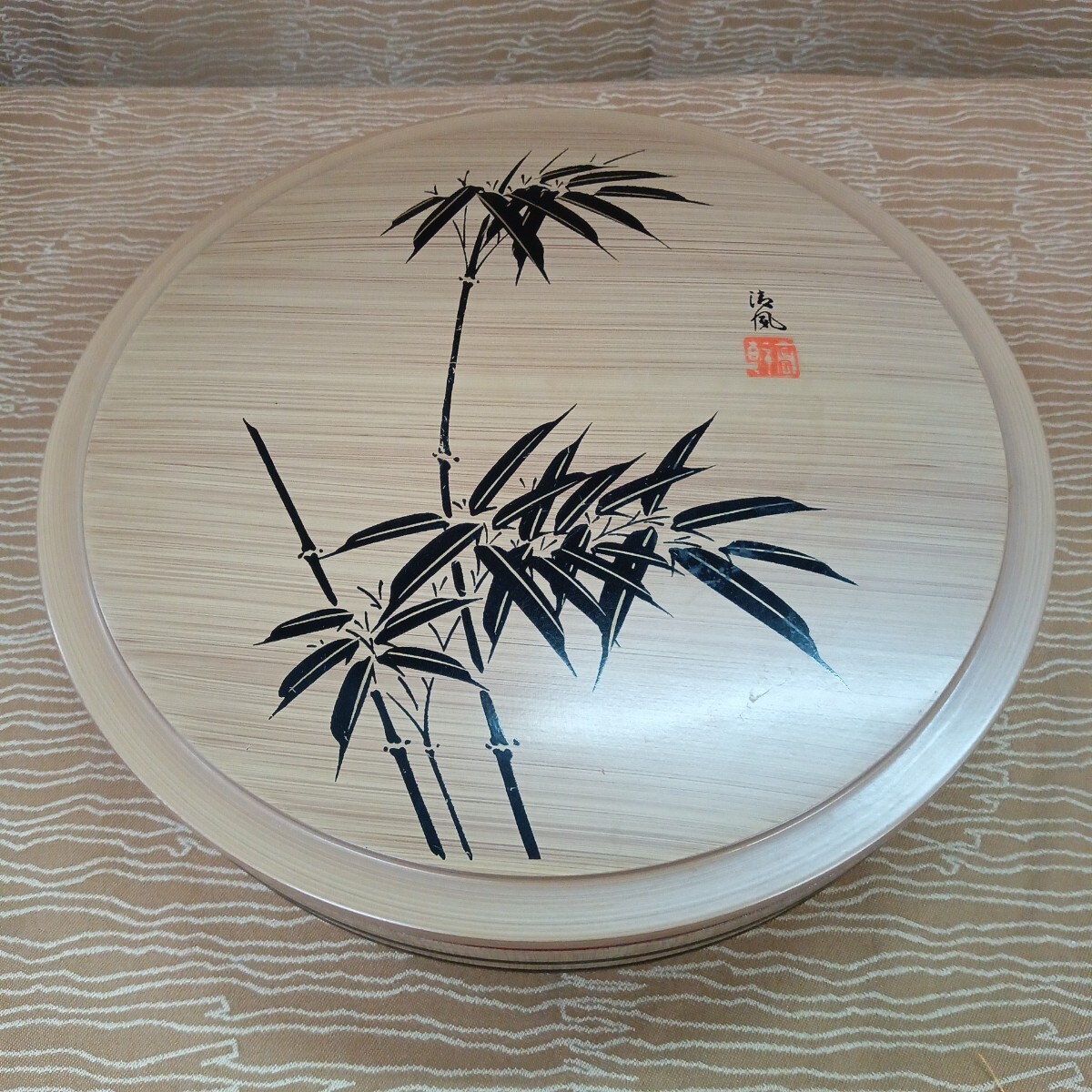 【竹絵柄 寿司桶 蓋付き】食器 容器 ちらし寿司 飯台 和食器 プラスチック【A6-4④】1028拍卖