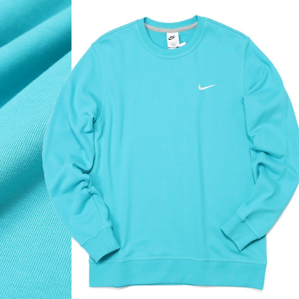 NIKE ナイキ フレンチテリー スウェット トレーナー 新品 秋冬 XL ターコイズブルー メンズ プルオーバー 裏パイル ロゴ刺繍 ◆7AU043拍卖