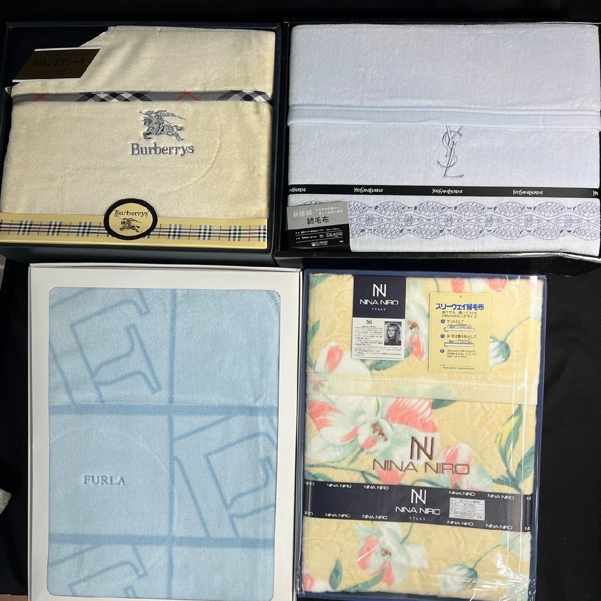 MIK1940  綿毛布★ボアシーツ★バーバリー★イブサンローラン★フルラ★ニーナニーロ★4点まとめて【1円スタート!!】拍卖