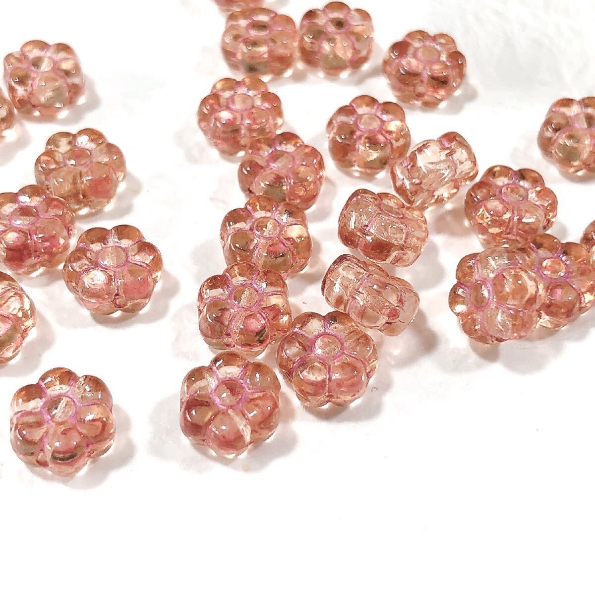 クリアフラワー 8mm25個 チェコビーズ cror拍卖