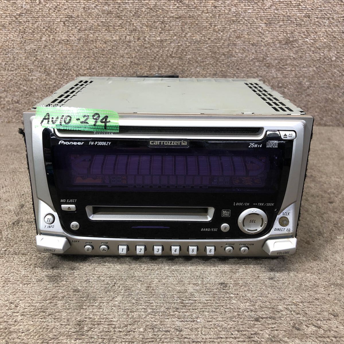 AV10-294 激安 カーステレオ DAIHATSU Carrozzeria Pioneer 86180-97209-D FH-P3006ZY-02 CD MD FM/AM プレーヤー 通電未確認 ジャンク拍卖