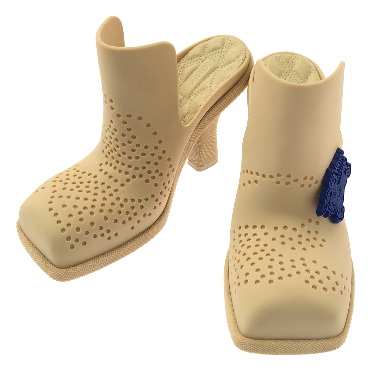 Burberry / バーバリー Equestrian Knight Square-Toe Slip-On Mules / ロゴ スクエアトゥ ヒール パンプス拍卖