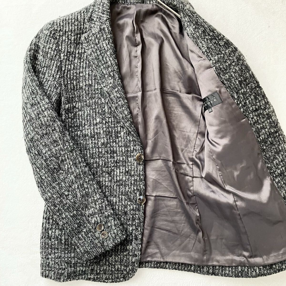 極美品/希少Lサイズ相当◎ニコル ニットテーラード アンコンジャケット NICOLE MONSIEUR 霜降り 厚手 ウールミックス メンズ 秋冬 防寒 48拍卖