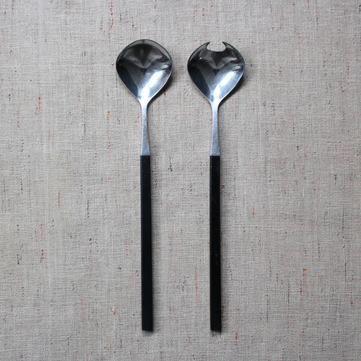 1960s ルンドトフテ LUNDTOFTE ヴィンテージ サービングスプーン Tias Eckhoff カトラリーOpusデンマーク 北欧Denmarkクラフト レア黒 28cm拍卖