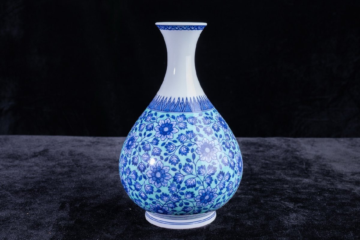 【珍品堂】1円から P65-V21 有田焼 今右衛門窯 在銘 染錦 色絵 吹墨草花文 花瓶 高23.5cm 飾壺 花器 飾壺 名窯 骨董品 古美術 時代物 懐石拍卖