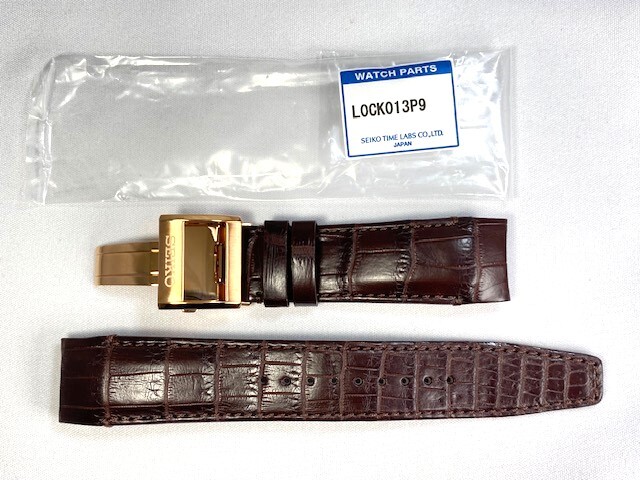 L0CK013P9 SEIKO アストロン 22mm 純正革ベルト クロコダイル ブラウン SBXB096/8X22-0AG0他用 送料無料拍卖