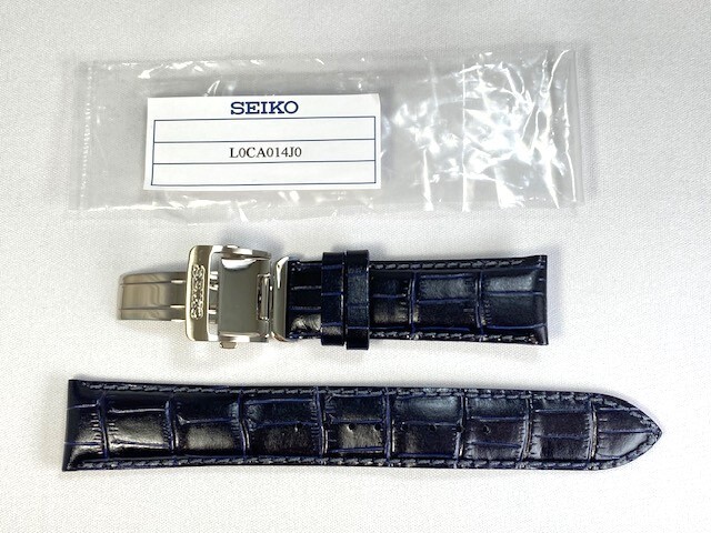 L0CA014J0 SEIKO メカニカル 20mm 純正革ベルトバックル付 カーフ型押し ダークブルー SARG015/6R15-02V0用 ネコポス送料無料拍卖