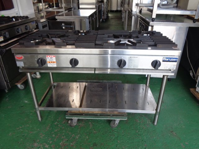 【インボイス登録店】■動作確認済み■2020年 マルゼン◆4口ガステーブル NEWパワークック【都市ガス13A】◆RGT-1264D■東京葛飾区■ko198拍卖