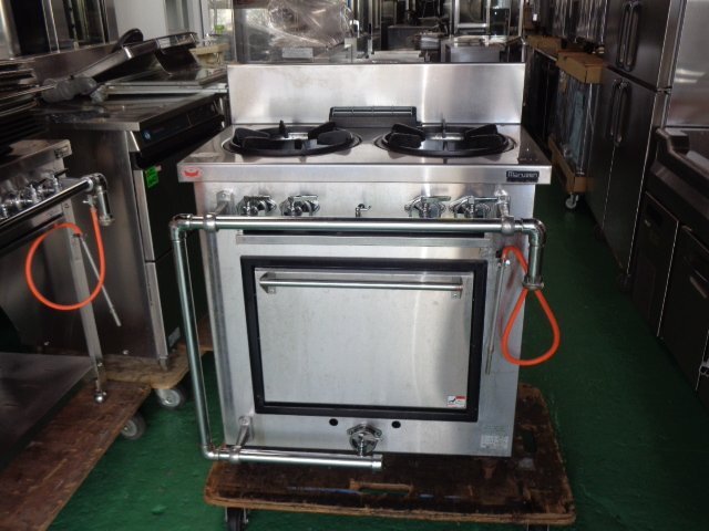 【インボイス登録店】■動作確認済み■マルゼン◆オーブン付きガスレンジ 【都市ガス13A】2口/750ⅹ450◆MGRD-074■東京葛飾区■ko221拍卖