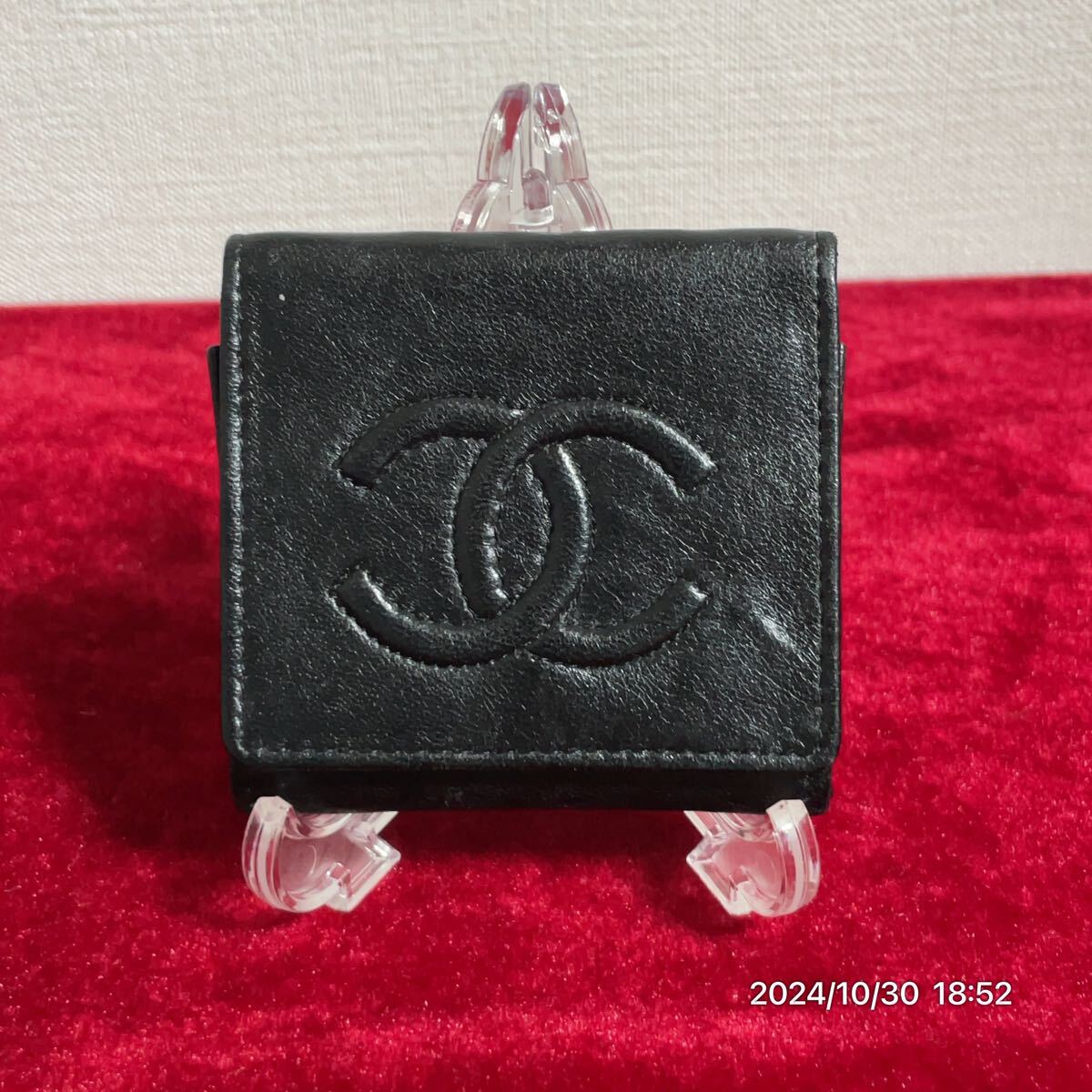 CHANEL シャネル CC ココマーク ブラック レザー 革 コインケース 小銭入れ 財布拍卖