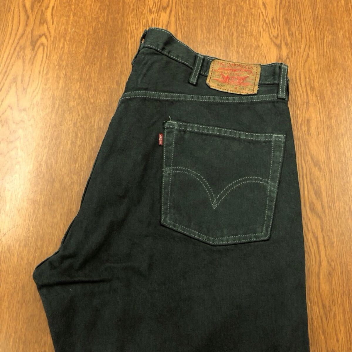 【GJ001】Levi's 501 W40 L32 大きいサイズ 後染め 製品染め グリーン ジーンズ デニムパンツ DYE ブランド古着 リーバイス501 送料無料拍卖