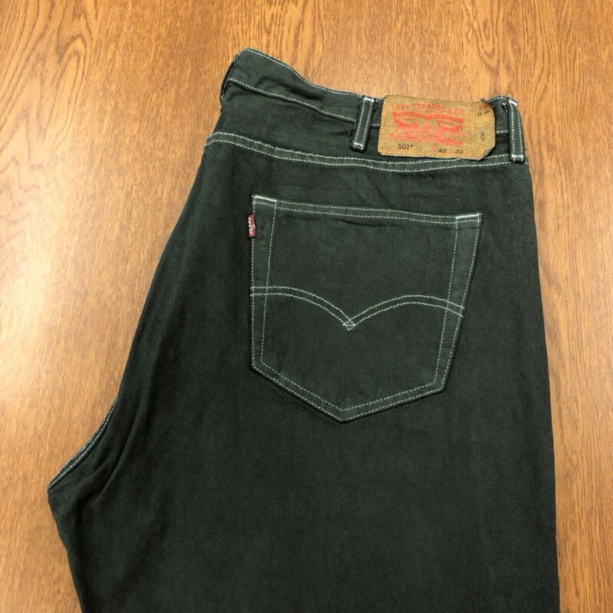 【GJ015】Levi's 501 W42 L32 大きいサイズ 後染め 製品染め グリーン ジーンズ デニムパンツ DYE ブランド古着 リーバイス501 送料無料拍卖