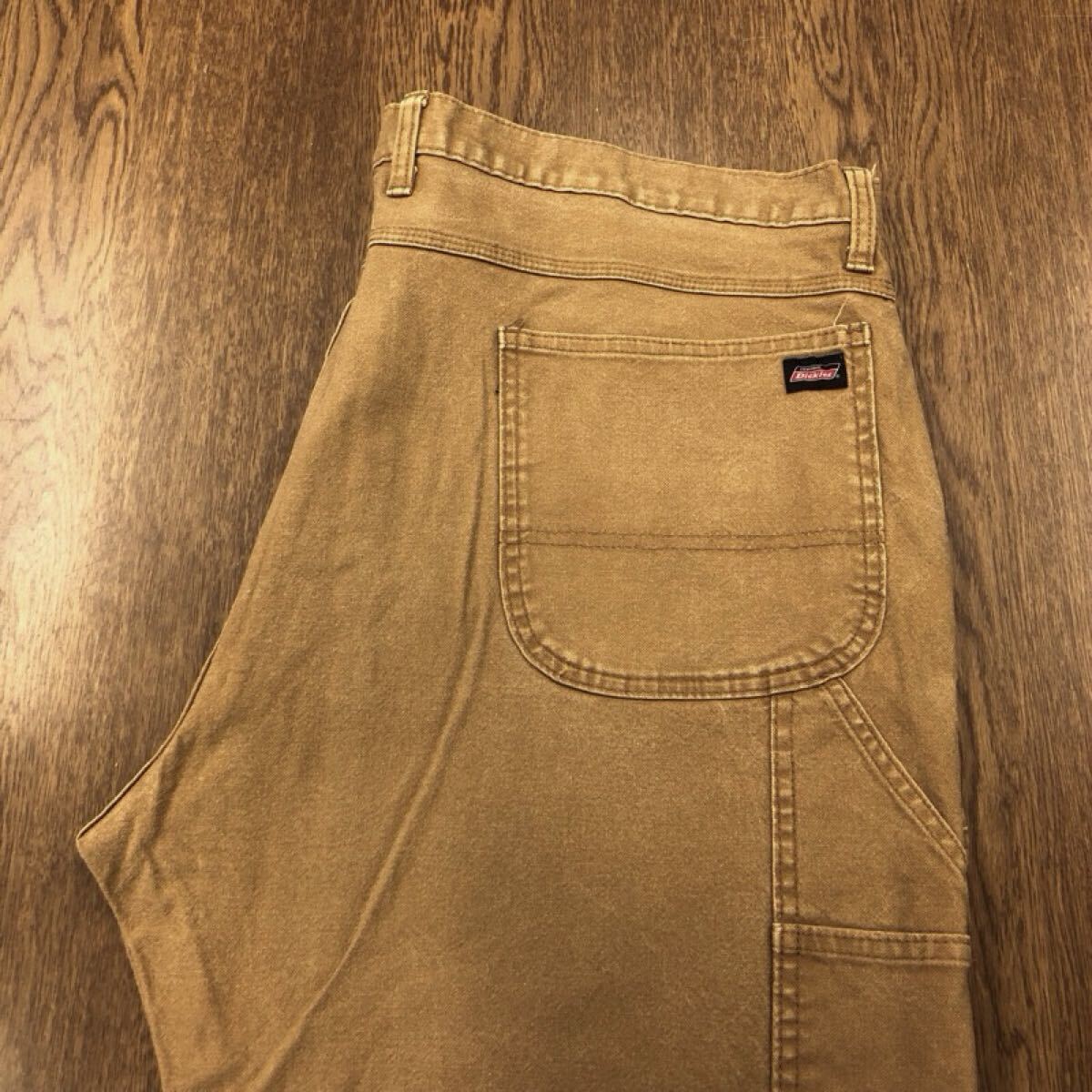 【GJ031】Dickies W42 L32 大きいサイズ ペインターパンツ ワークパンツ ベージュ ストレッチ生地 メンズブランド古着 カーハート 送料無料拍卖