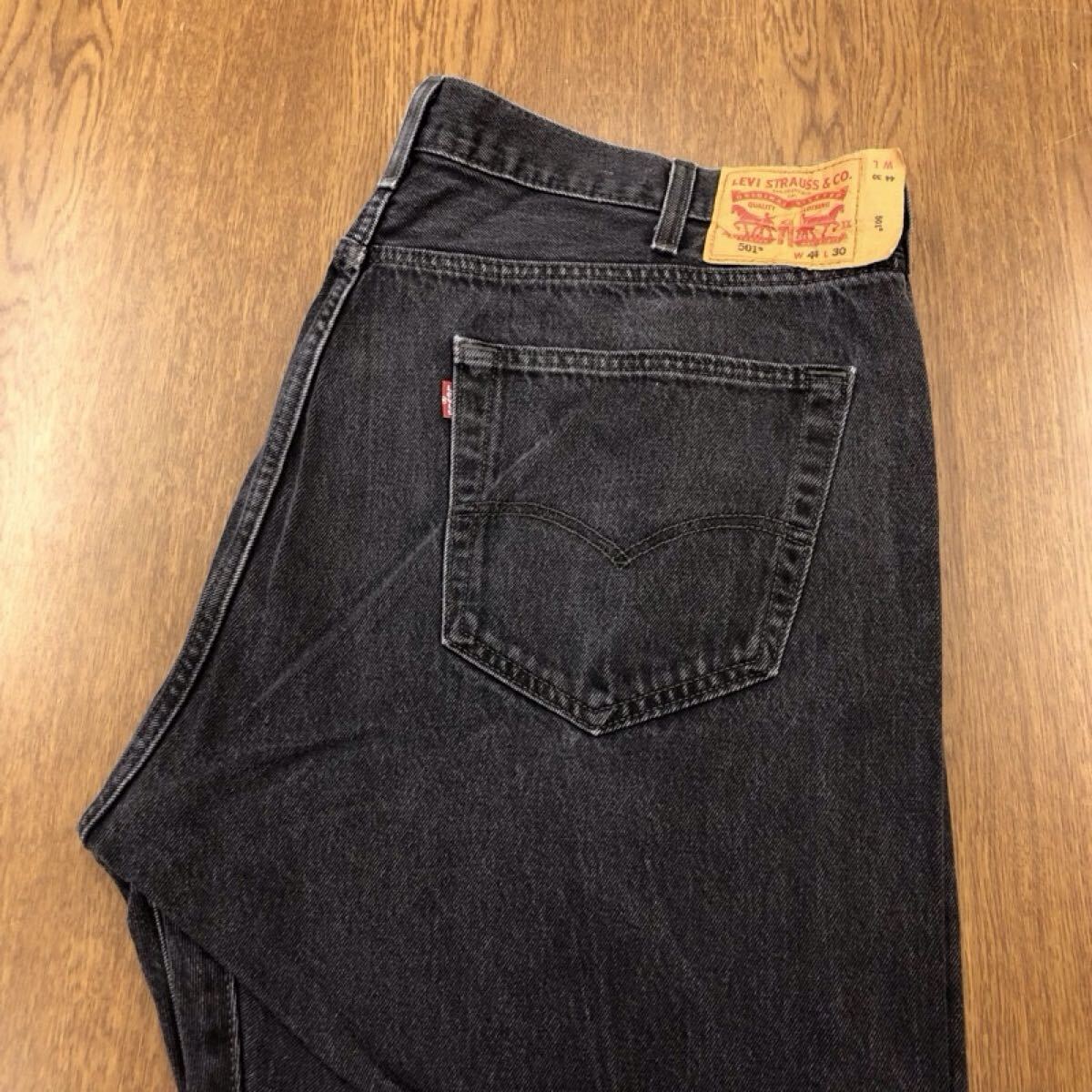 【GJ051】Levi's 501 W44 L30 大きいサイズ ビッグサイズ ブラック ジーンズ ジーパン デニムパンツ ブランド古着 リーバイス501 送料無料拍卖