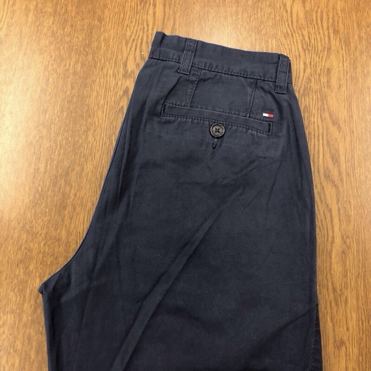 【GJ301】TOMMY HILFIGER W29 L30 ツータック チノパンツ ワークパンツ ネイビー 紺色 メンズブランド古着 トミーヒルフィガー 送料無料拍卖