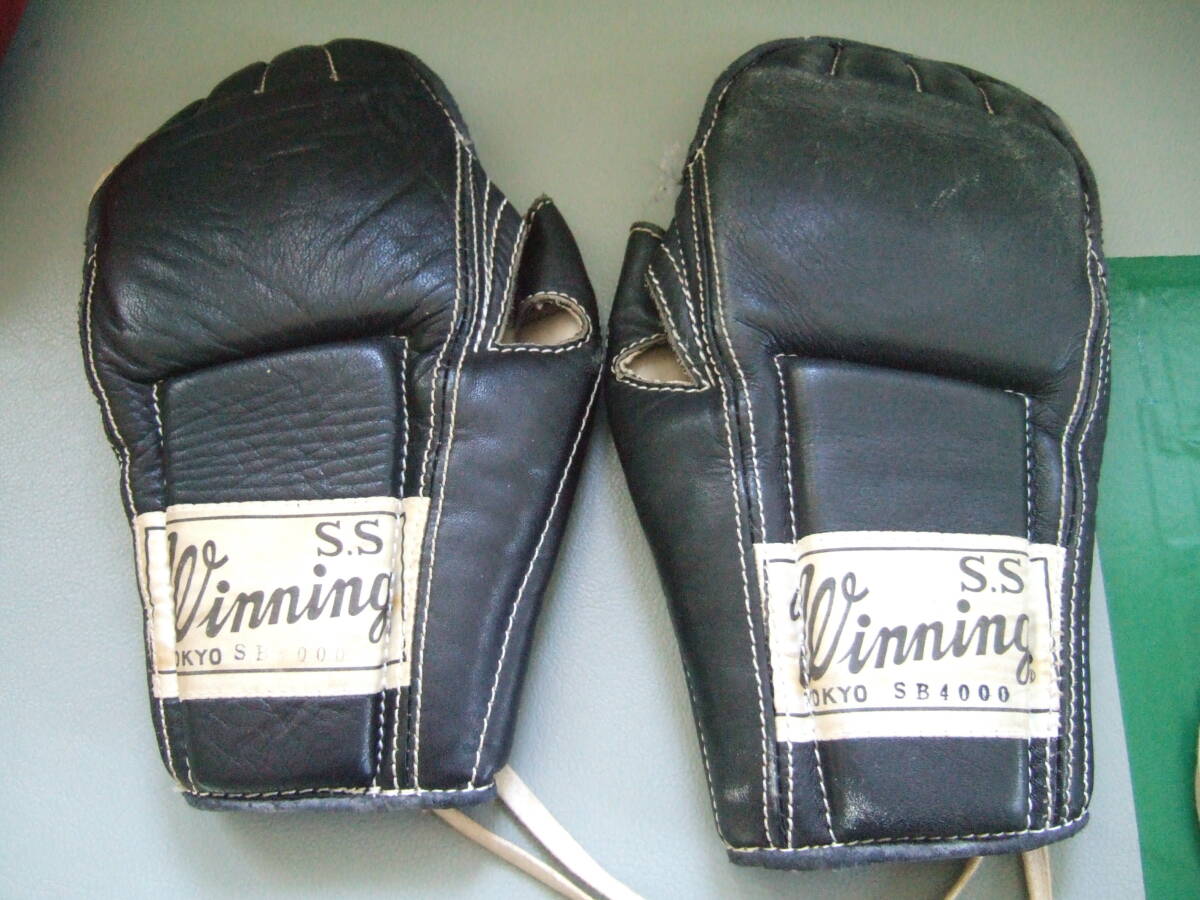 Winning ウイニング オープンフィンガーパンチング グローブ 本革 1979年当時もの ブルース・リーの気分に!拍卖