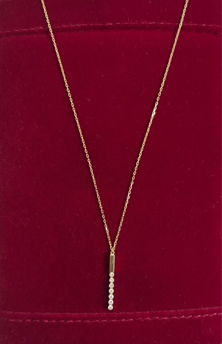 定価96800円 AHKAH アーカー シャンデリア ラインネックレス ペンダント K18 ゴールド系 モダン デイリー使い シンプル ダイヤモンド ete拍卖