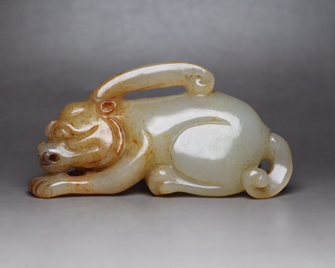 【超珍館蔵】和田玉製 細密彫 玉獣 置物 賞物 古賞物 古董品 古美術品 時代物 旧家蔵出 稀少珍蔵品拍卖