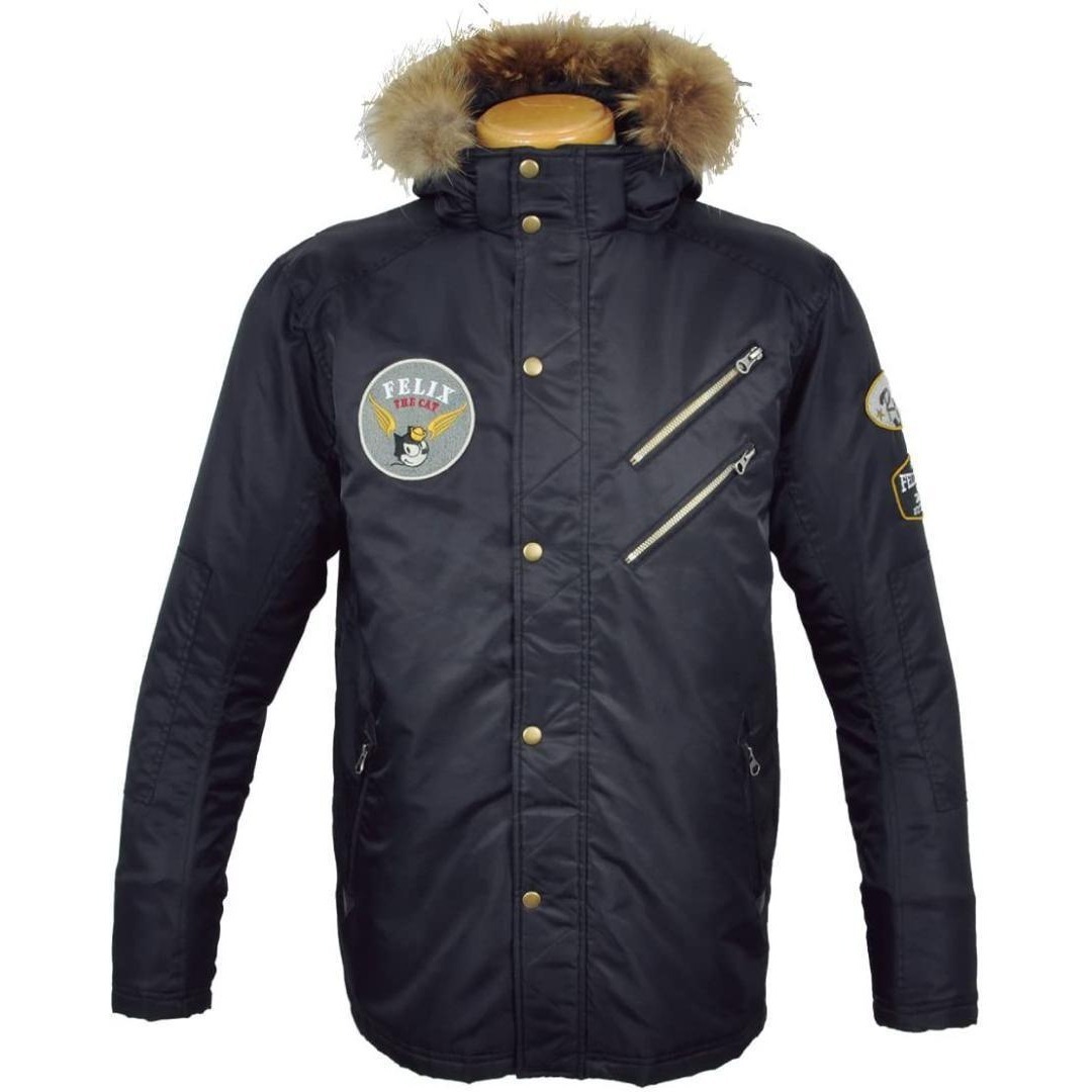 【56%引】ランブル RUB-043ブラック(3L)Felix The Catコラボ ミリタリーナイロンジャケット【秋冬用】拍卖