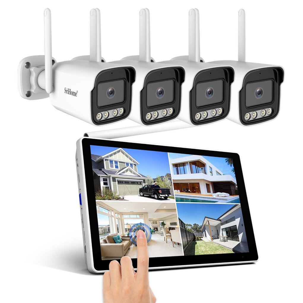 5MPタッチスクリーン無線監視セット4路高精細CCTVカメラ家庭用店舗監視カメラ拍卖