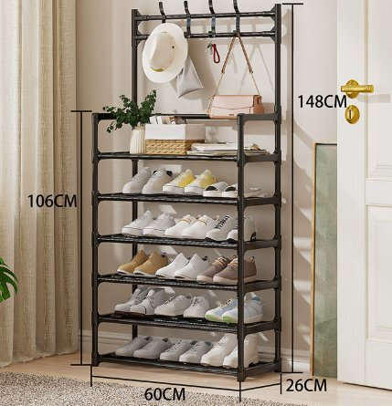 簡易型多層パイプ靴帽子棚棚靴棚曲がり角寝室収納棚靴箱拍卖
