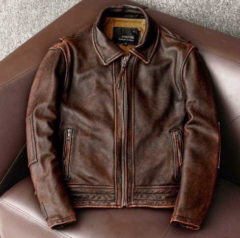 米国のレトロな純粋な頭の層牛革革ジャン男性机関車の短い金石磨して古いコートの潮拍卖