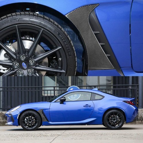 スバルBRZ 22-24年自働車の側面の前輪に適用します真炭素繊維の葉板の装飾貼り付け拍卖