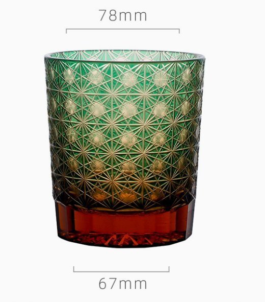 工芸クリスタルガラスのウイスキーグラス手彫りガラスホイッスル水のグラスグリーンです拍卖