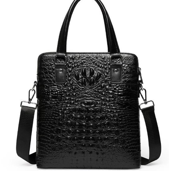 ワニの紋の男性のハンドバッグの新しいモデルのビジネス牛革のブリーフケースはシンプルです拍卖