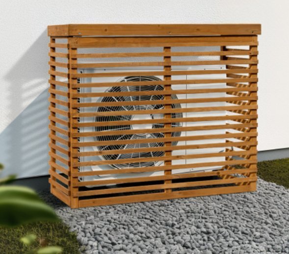 エアコン室外機カバー 天然木 エアコン 日よけ 棚 収納 ラック 室外機カバー ワイド 目隠し ベランダ 庭 屋外 雪 除け おしゃれ【ナチュラ拍卖