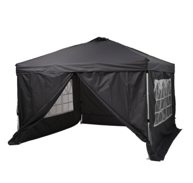 【国内発送】【グレー】タープテント 3m サイドシート4枚付 UV加工 撥水 ワンタッチタープテント 簡単 大型拍卖