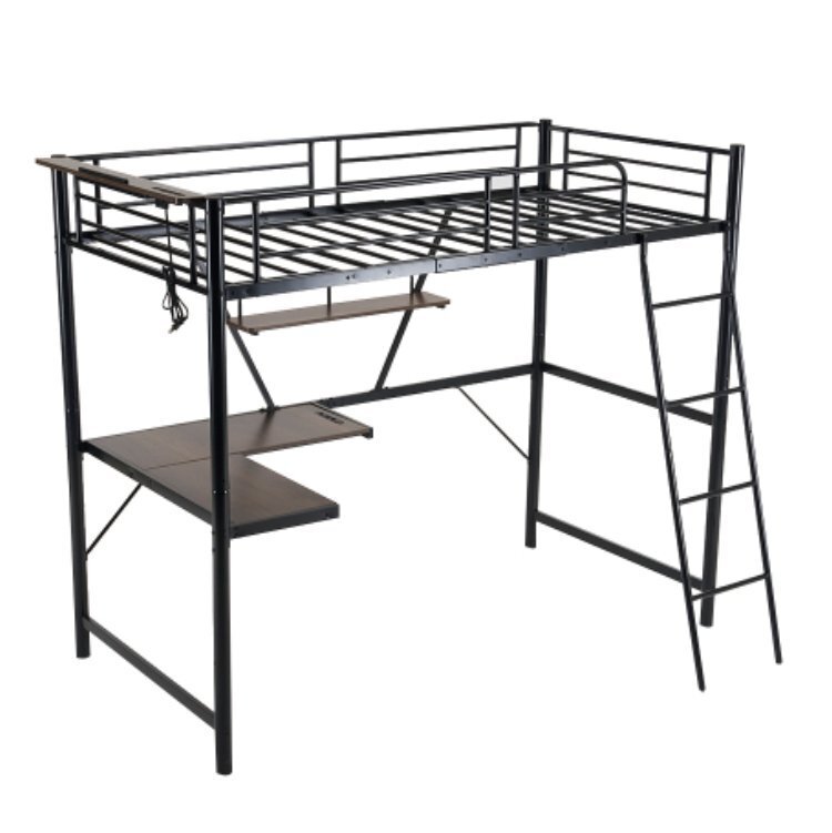 【国内発送】システムベット 宮棚 ロフトベッド シングル コンセント付き デスク付き 収納付き ラック棚付き 北欧風 二段ベッド 大人用拍卖