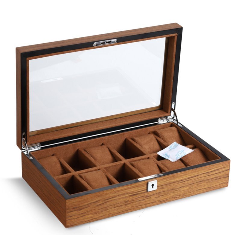 時計ケース木製マット木目時計収納ケース窓開けディスプレイケース拍卖