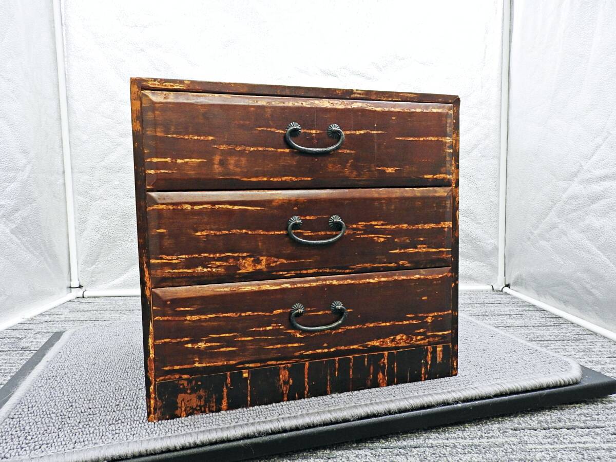 桜皮細工■ミニタンス 小物入れ 引き出し付き 箪笥 秋田 伝統工芸 状態良好■中古品「管理№KT1294」拍卖