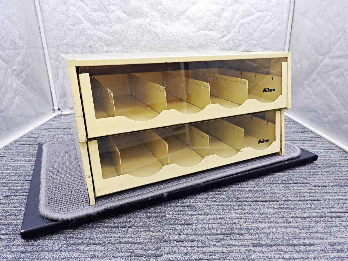 Nikon ニコン■レンズ収納棚 2段 スチールケース 純正 当時物 状態良好■中古品「「管理№KT1343」拍卖