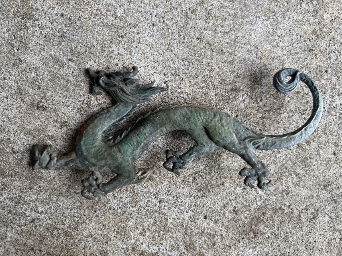青銅器 置物 龍 中国 縁起物 銅製 ドラゴン 骨董 希少拍卖