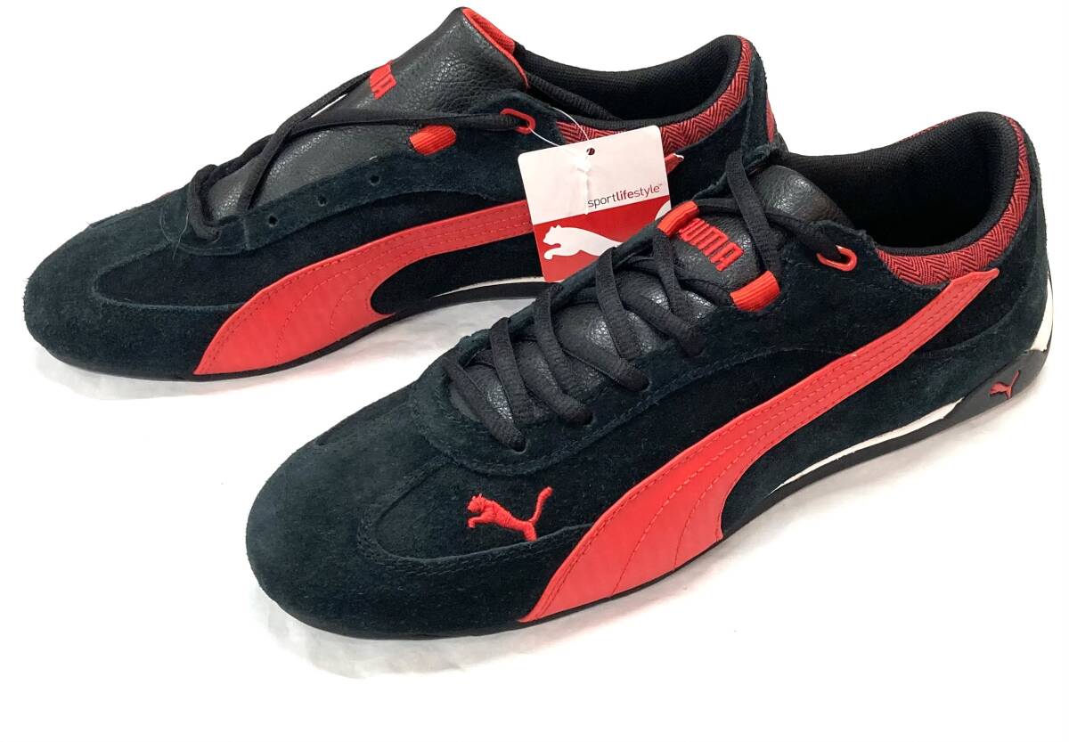 デッド 希少 PUMA ファスト キャット スウェード 27cm 黒赤 天然皮革 ドライビングシューズ レア 新品拍卖