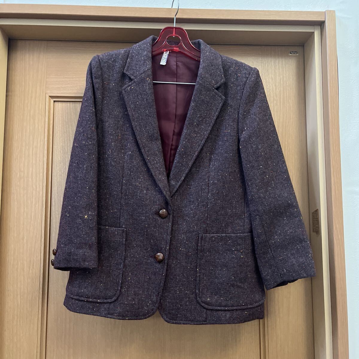 テーラードジャケット ブレザー アウター 紫色・サイズ9A ・M サイズ・クリーニング済み 日本製拍卖
