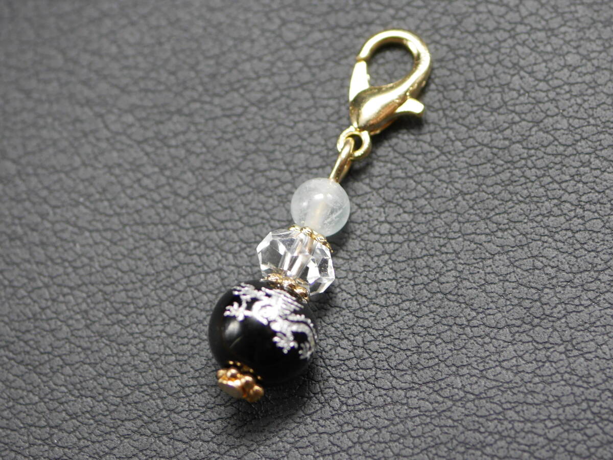 ドラゴン彫刻ブラックオニキスのシンプルチャーム 370拍卖