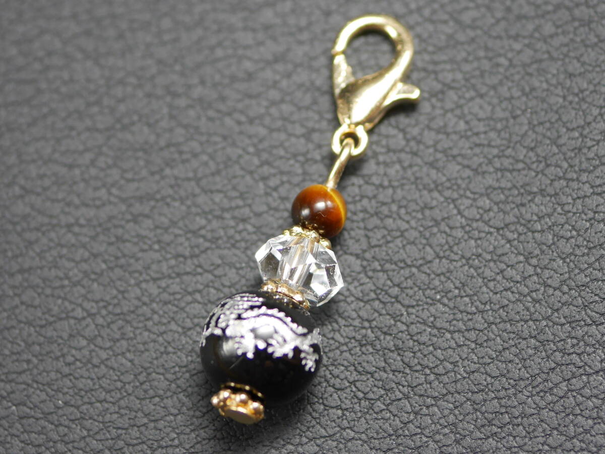 ドラゴン彫刻ブラックオニキスのシンプルチャーム 371拍卖