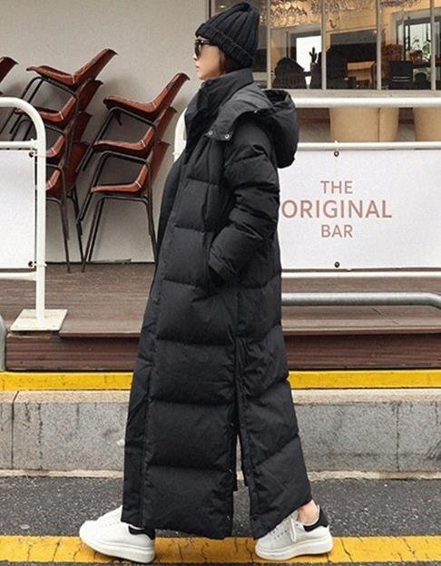 LHK935★ロング丈綿コート レディース ファッション ダウンコート 無地 防風 シンプル フード付き ブラック拍卖