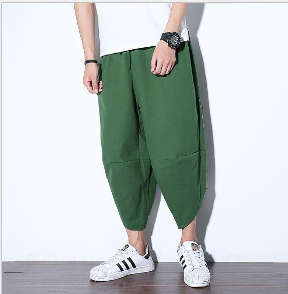 LHW1061★無地新作 サルエルパンツ テーパードパンツ メンズ ハレムパンツ 綿麻ショートパンツ 9分丈ヒップホップ 選択可 M~5XL選択拍卖