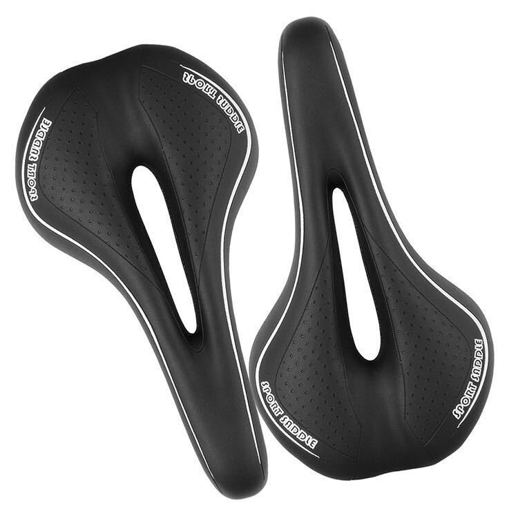 CJM697★自転車サドル 穴あき 防水 低反弾力 蒸れない 痛くない ロードバイク 厚 穴あき スポーツ 交換 調整 黒拍卖