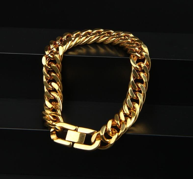 ZJM234 アクセサリー プレゼント 新品 ゴールドステンレス チェーン メンズ 男性 極太喜平 ブレスレット 18KGP 拍卖