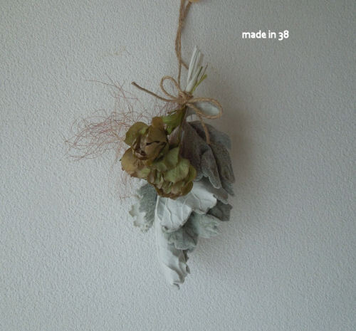 訳あり ドライフラワー ミニスワッグ シロタエギク クリスマスローズ アンティーク ブロカント拍卖