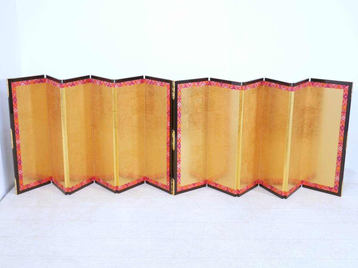 ■ひな祭り/雛人形◇繁蔵 作☆御屏風 箔押 No13【一枚の幅82cm×高さ39.5cm】■拍卖