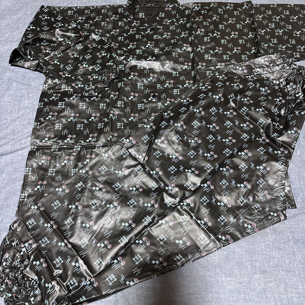 昭和レトロ  合羽 レインコート 上下セット ビニール レインウエア 長期保管品 雨衣拍卖