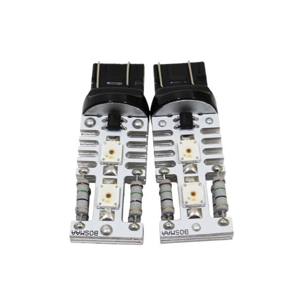 Б 高輝度 汎用 LED バルブ T20 12V SMD ダブル バックランプ ブレーキ ウインカー ナンバー ウェッジ 4連 2個 レッド/赤拍卖