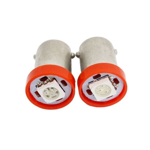 Б 【メール便】 高輝度 LED バルブ BA9s/G14 平行ピン 180度 SMD 3chip 1連 12V シングル ランプ ルーム ポジション 2個 レッド/赤拍卖