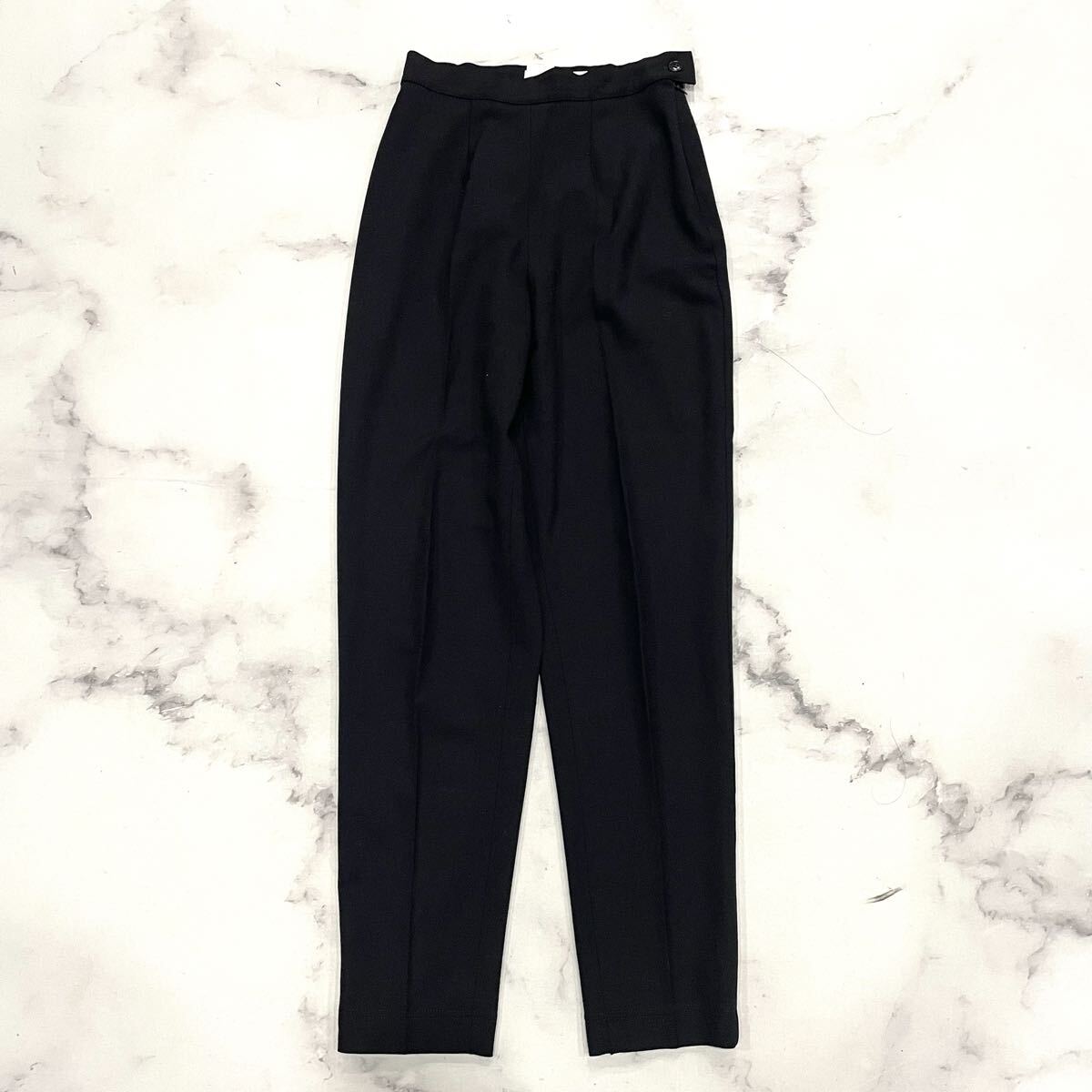 A ○ 人気モデル '洗練されたデザイン' MaxMara マックスマーラ ウール混 ワンタック スラックスパンツ 40 レディース ボトムス ネイビー拍卖